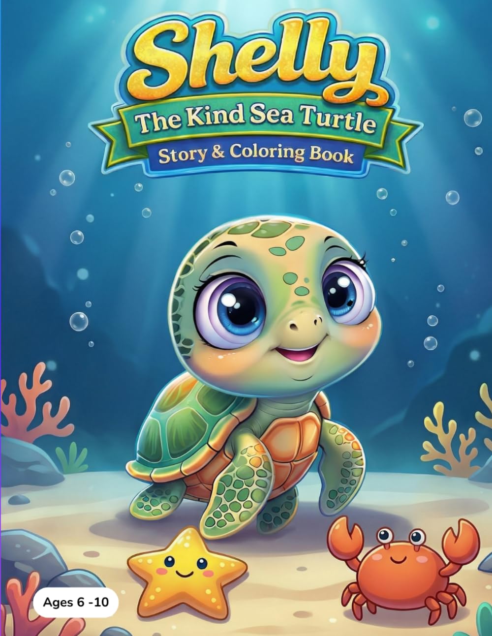 Shelly the Kind Sea Turtle: A Story and Coloring Book for Kids: A Heartwarming Ocean Story About Kindness, Friendship and Helping Others (Ocean Friends Adventures Coloring Story Books for Kids)