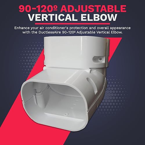 Miniatura 10 de DuctlessAire - Codo horizontal pintable de 90 a 120 color blanco - Protección definitiva de juego de mini línea dividida - Resistente a la