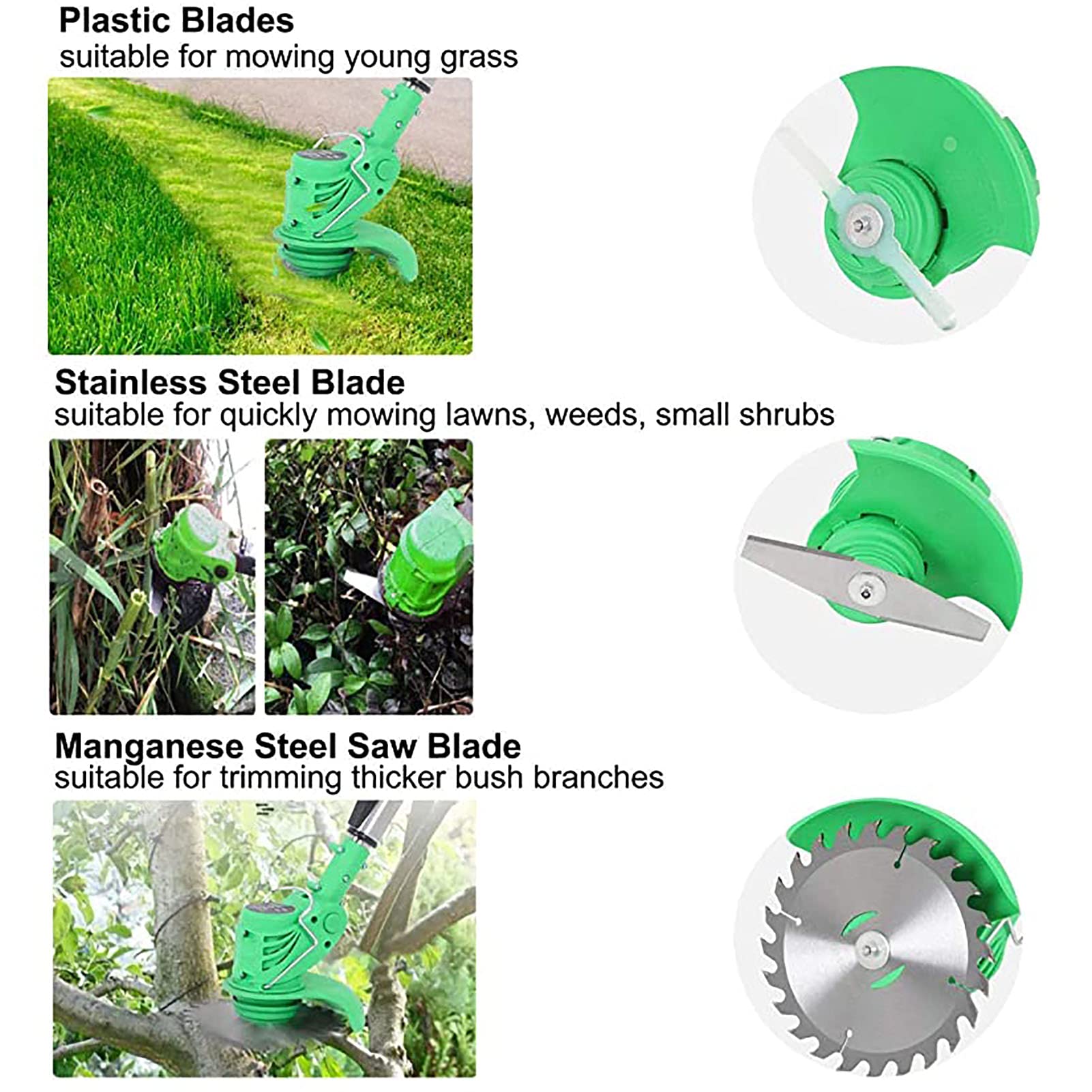 Tagliaerba wireless, tagliaerba per uso domestico piccolo con caricabatteria al litio 48V10000mAh Tosaerba elettrico per tagliare alberi da giardino, 2 batterie