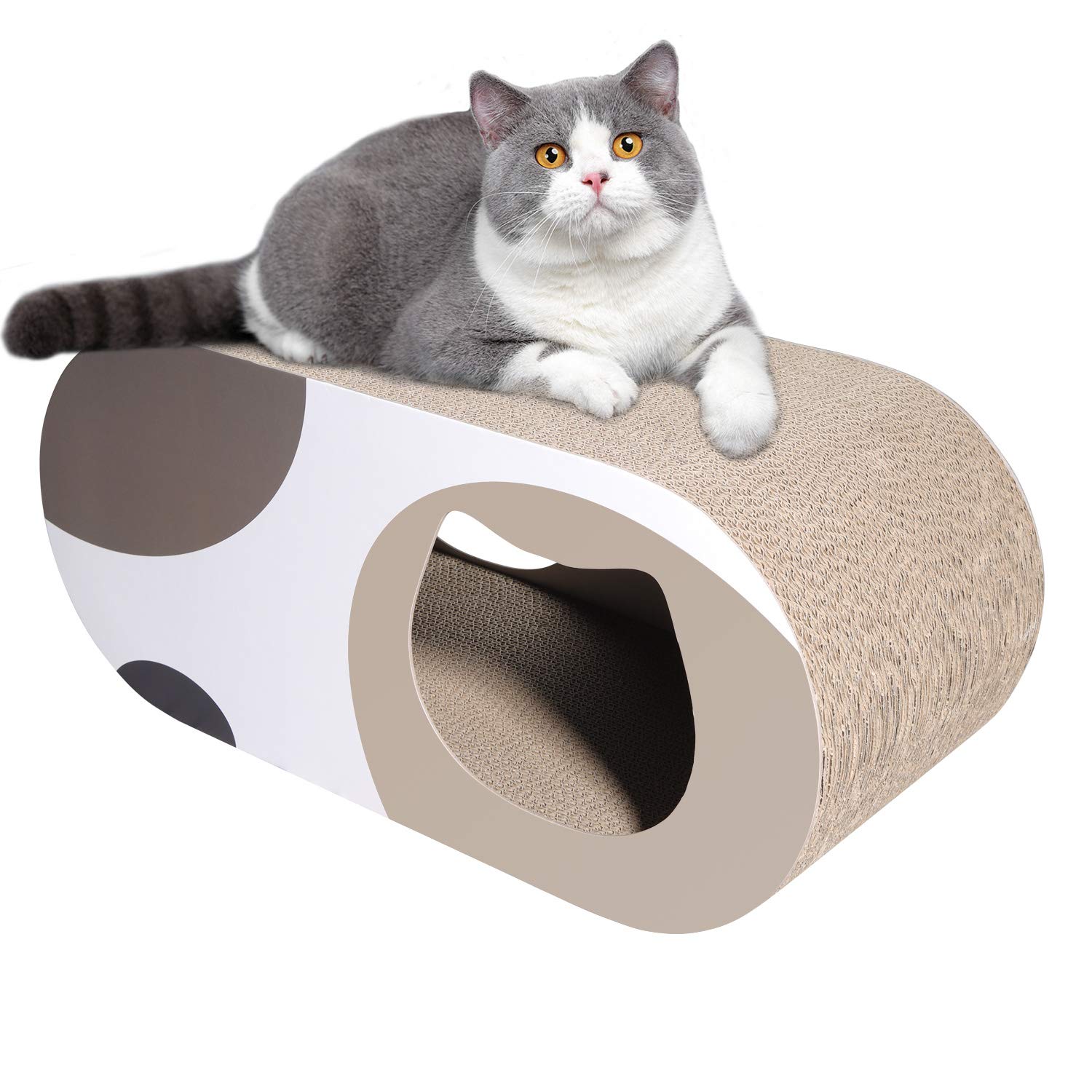ComSaf Durable Cat Scratcher Cardboard, Corrugated Scratch Pad, Cat Scratcher Lounge with Hole, Furniture Protection, Cat Training Toy, Large Pack of 1