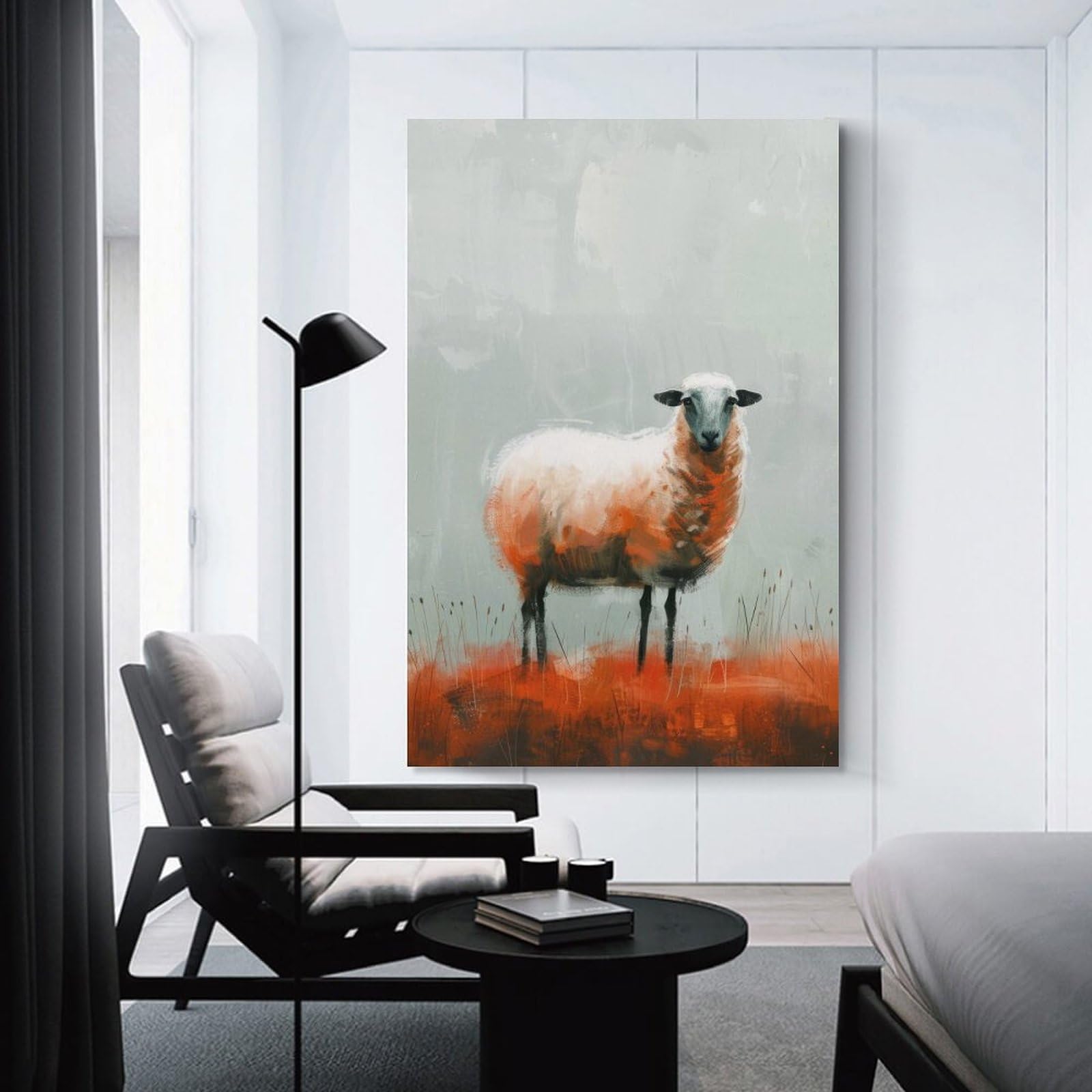 Junmoney Unframe-Style-17 Wall Picture Print Sheep In A Field, 20X30inch(50X75cm), For Entrance Walls, Hall Decor Or Foyers, Home Artwork For First Impressions