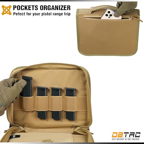 Miniatura 6 de DBTAC - Funda cuadrada para alfombra de pistola, 1 funda acolchada rígida para arma de fuego con parche extraíble y reflectante para campo de tiro,