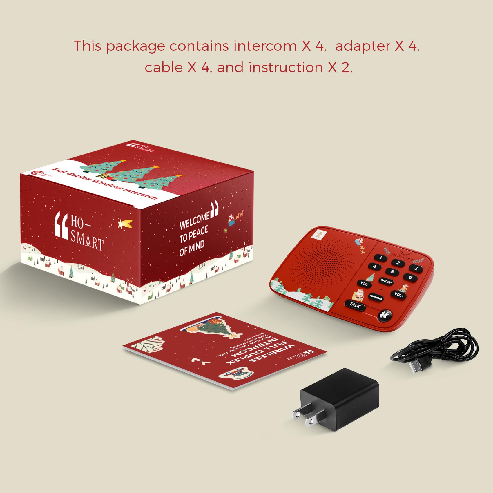 Hosmart UltraSpeak - Intercomunicadores inalámbricos para el hogar, edición navideña 2025, sistema de intercomunicación para uso doméstico, sistema de intercomunicación de sonido claro para negocios