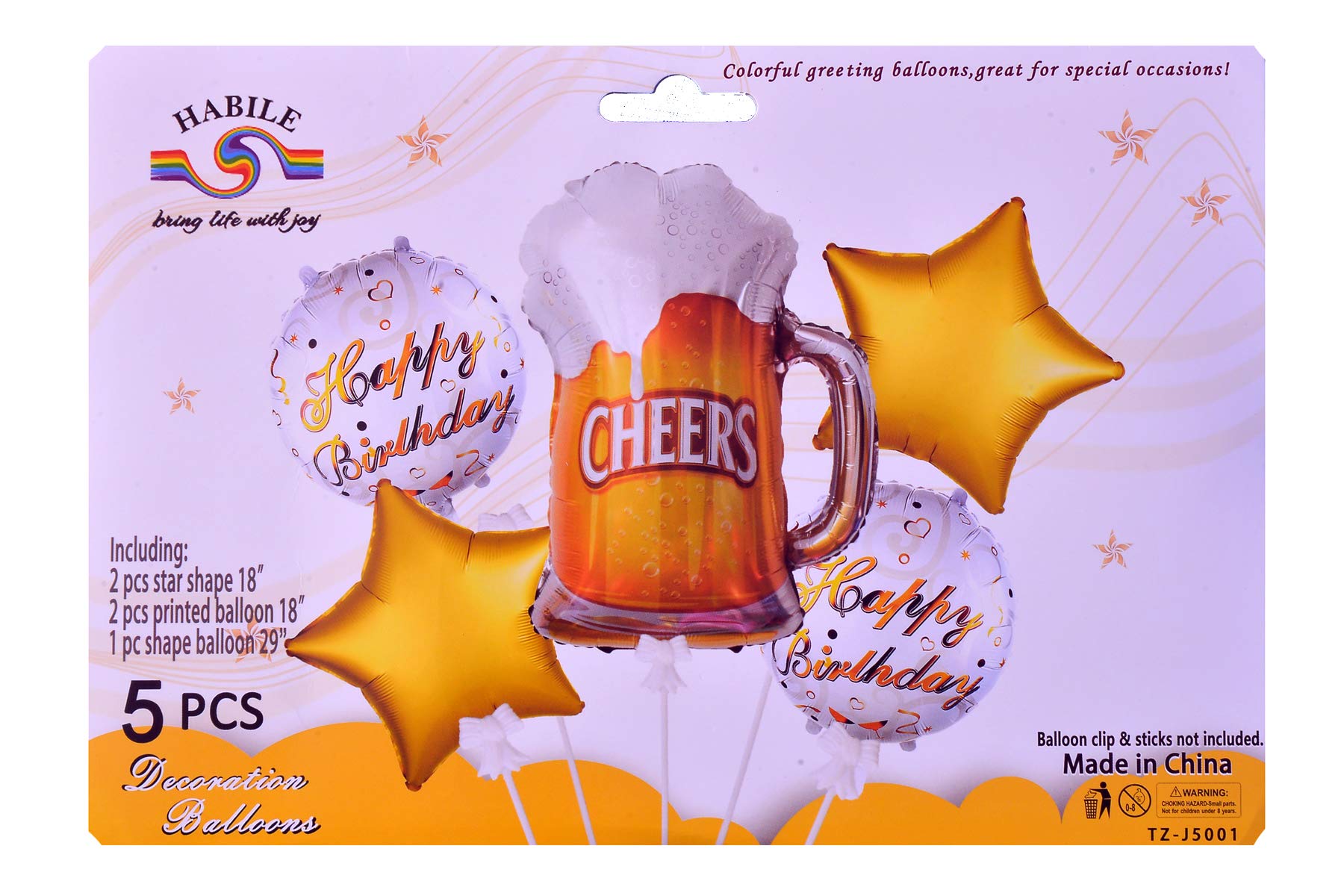PartyToko Cheers and Beers Mug Birthday Party Decoration Foil Balloons Set of 5 1