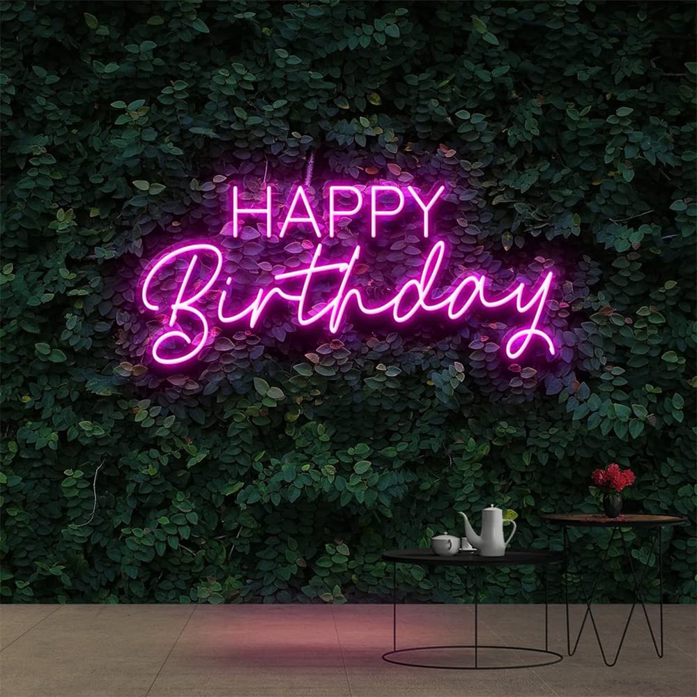 Raaxola Neon LED Purple Happy Birthday Signs USB Powered Acrylic Light for Wall Decor Teen Child Party Suprise Celebration Bedroom Living Room Bar Mitzvah Gift Prom(18.1"x15")