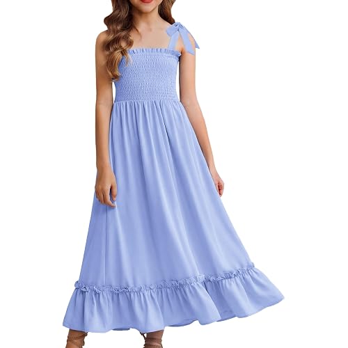 Arshiner Girls Summer Dress Boho Beach Casual Smocked Maxi Dresses