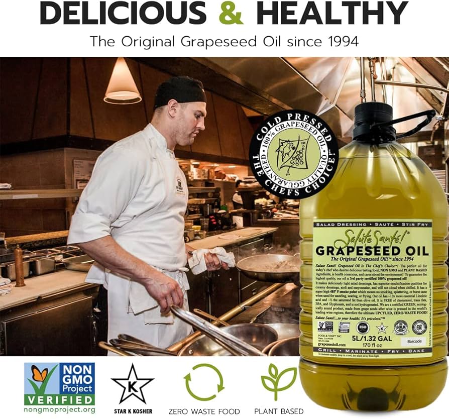 Amazon.com : Salute Santé! Cold Pressed Grapeseed Oil – 5 Liter, 3