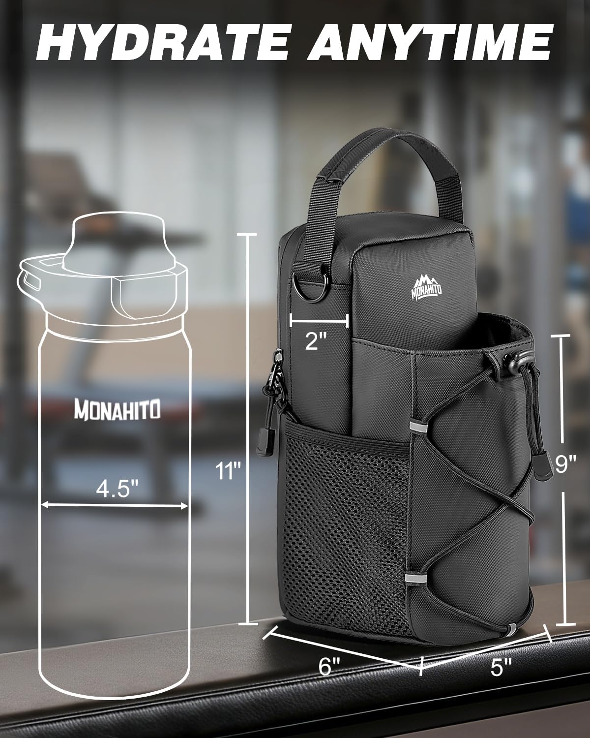 Magnetic Gym Bag for Men - Water Bottle Carrier Holder Bag with Shoulder Strap, 4 Built-in Magnets Gym Gifts for Men - Image 3