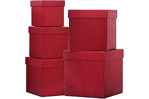Red Glitter Christmas Gift Box Set with Lid