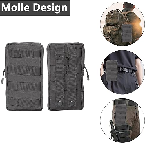 Miniatura 2 de Paquete de 2 bolsas tácticas Molle resistentes al agua, compactas EDC para la cintura, equipo táctico para herramientas y ayuda, color negro