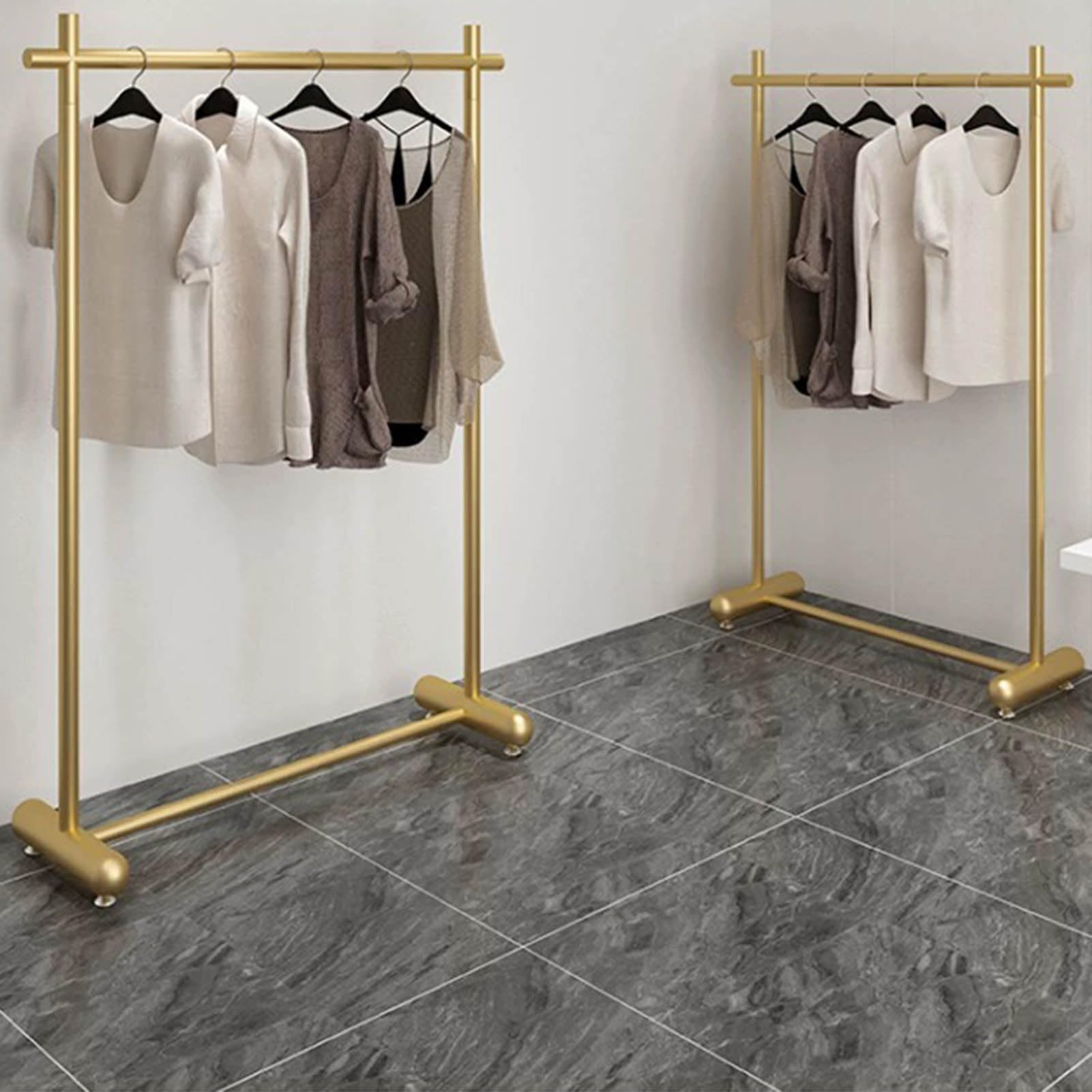 Espositore in metallo resistente, appendiabiti da pavimento per boutique, scaffali commerciali per biancheria, camera da letto o balcone