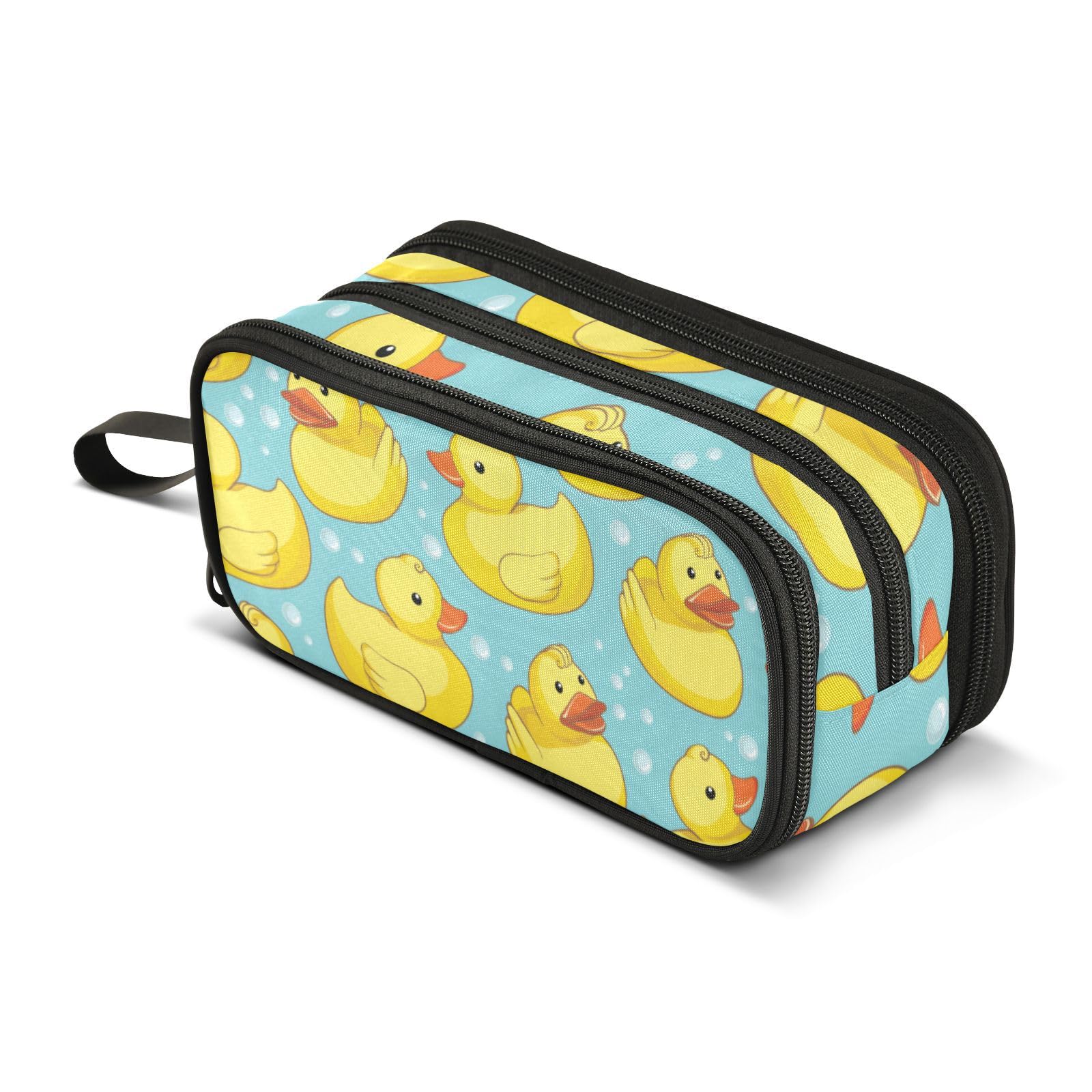 ISAOA Big Capacity Pencil Cases Lovely Duck on Blue Pouch Bag Large Pen Bag Stationery Bag for Girls Boys Student Adults Zipper Pencil Pouch — image 1