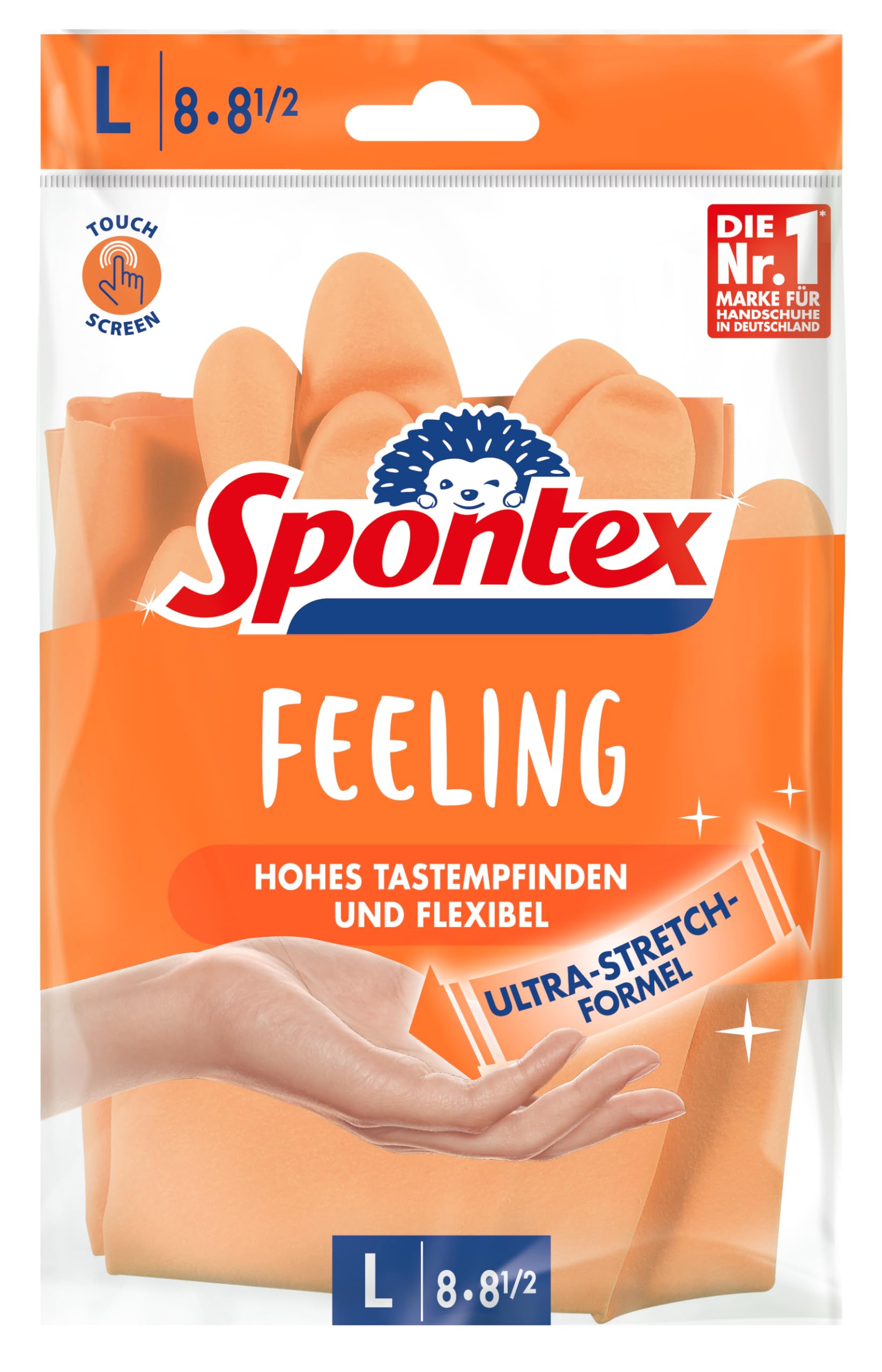 Spontex Feeling Lot de 18 paires de gants de ménage pour tous les travaux de ménage délicats et sensibles au toucher, taille L (18 x 1 paire)
