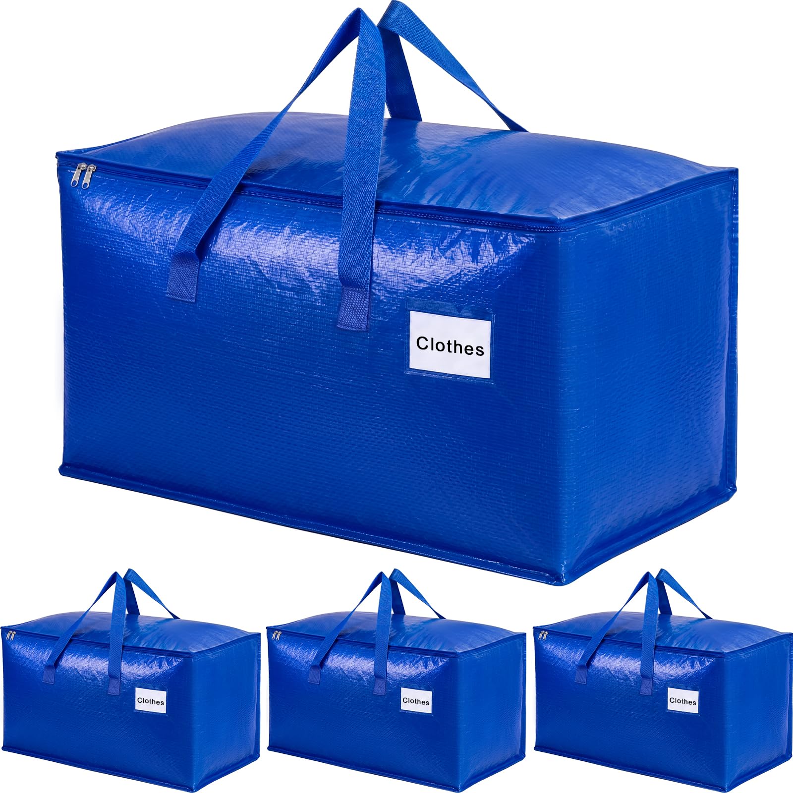 KYODOLED 4 Pack Blue Moving Bags, 24 Gal Large Storage Totes for College