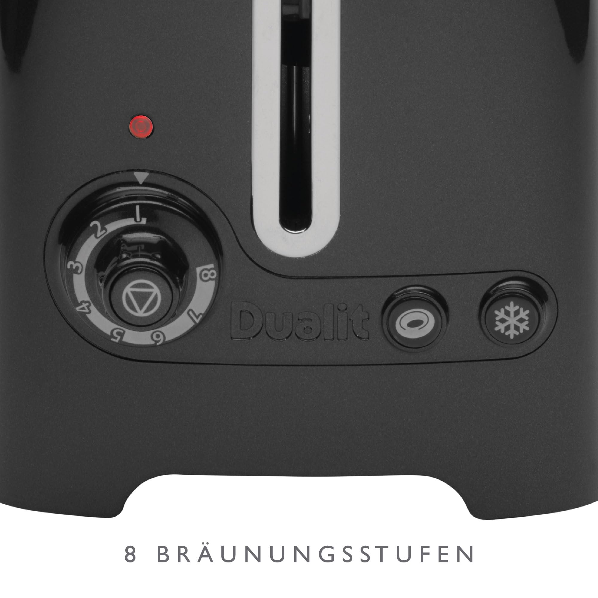 Dualit LITE Toaster 2 Scheiben, 36-mm-Schlitze, Edelstahlgehäuse, Schwarz | Retro-Design, für Bagels, Brötchen und Toastbrot, Auftaufunktion, Peek-and-Pop®, wählbare Bräunungsstufen, 1.700 g