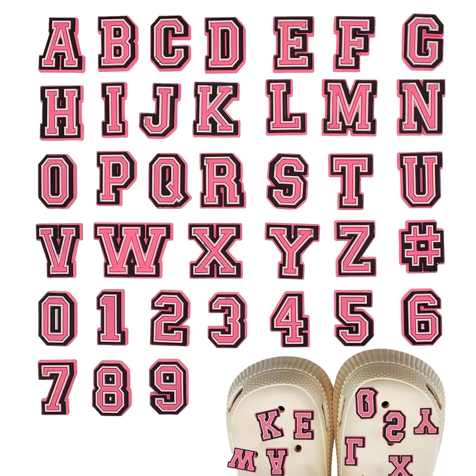 Roze letters cijfers meisjes bedels voor klomp schoen decoratie