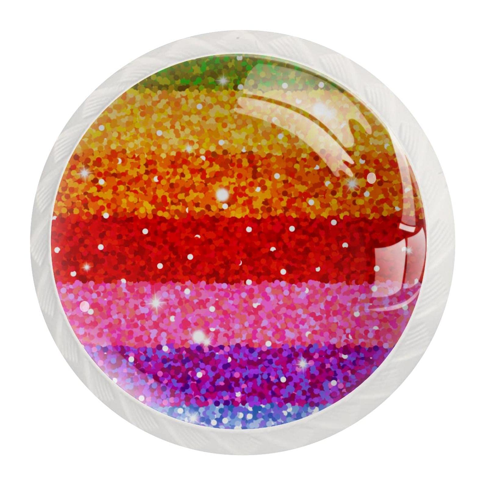 12 pezzi pomelli rotondi bianchi colorati glitter strisce
