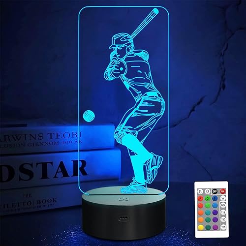 Baseball 3D Night Light, Sport Gifts Bedside Lamp for - Baseball Gifts For Teens