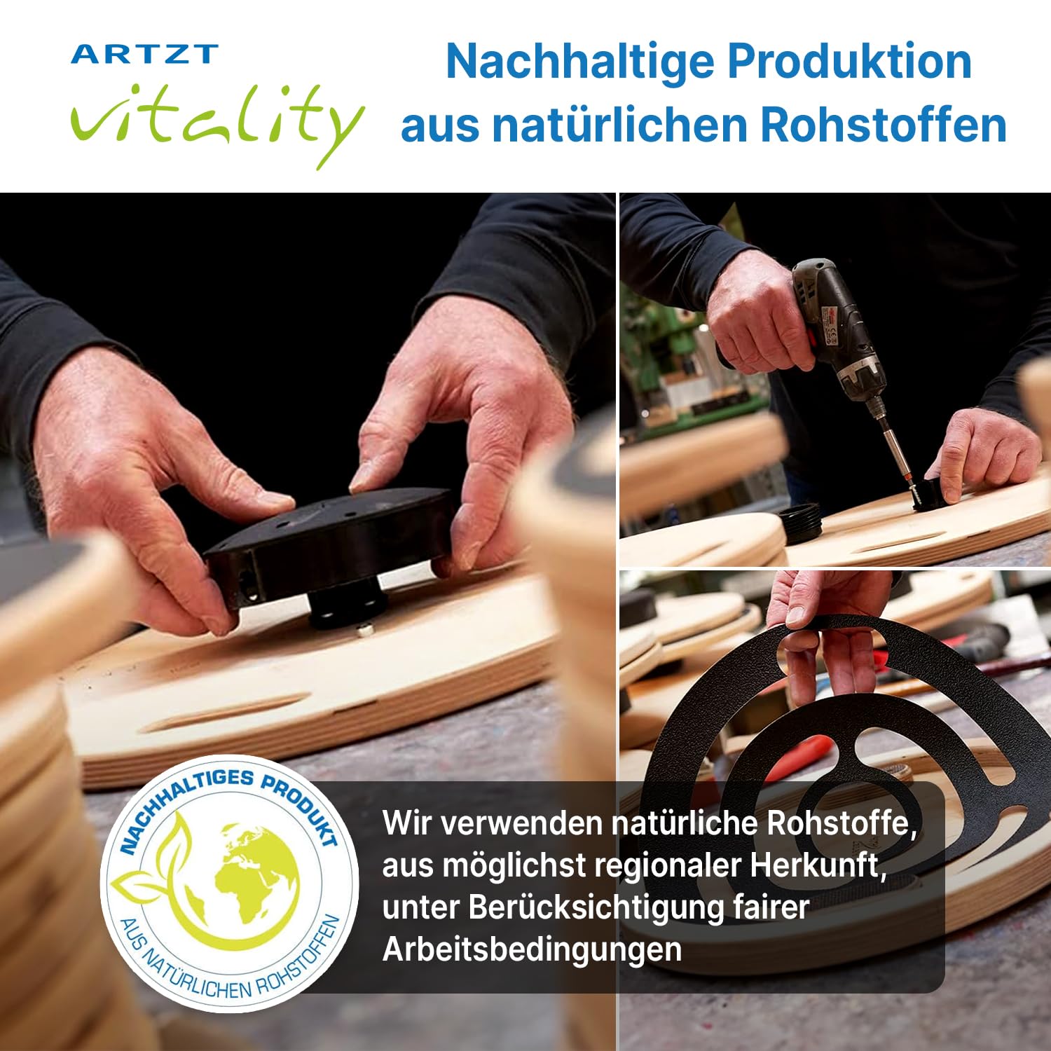 Balance Board mit Korkrolle | Gleichgewitchtsboard aus Holz bis 120kg für Koordinationstraining Gleichgewichtstraining Balance-Board Surfbrett Erwachsene | Made in EU Buche, 75 x 25 cm