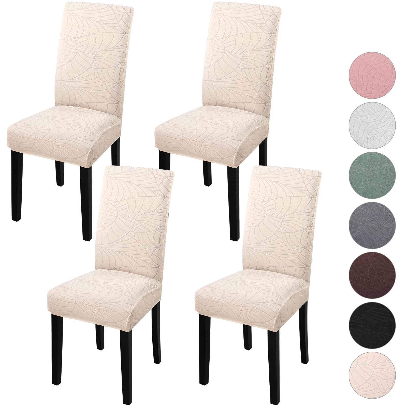 YISUN Dining Chair Covers, Chair Covers for Dining Chairs 4, Stretch Removable Washable Kitchen Chair Covers, Chair Slipcover for Hotel, Dining Room, Ceremony, Banquet Wedding Part, Light Beige