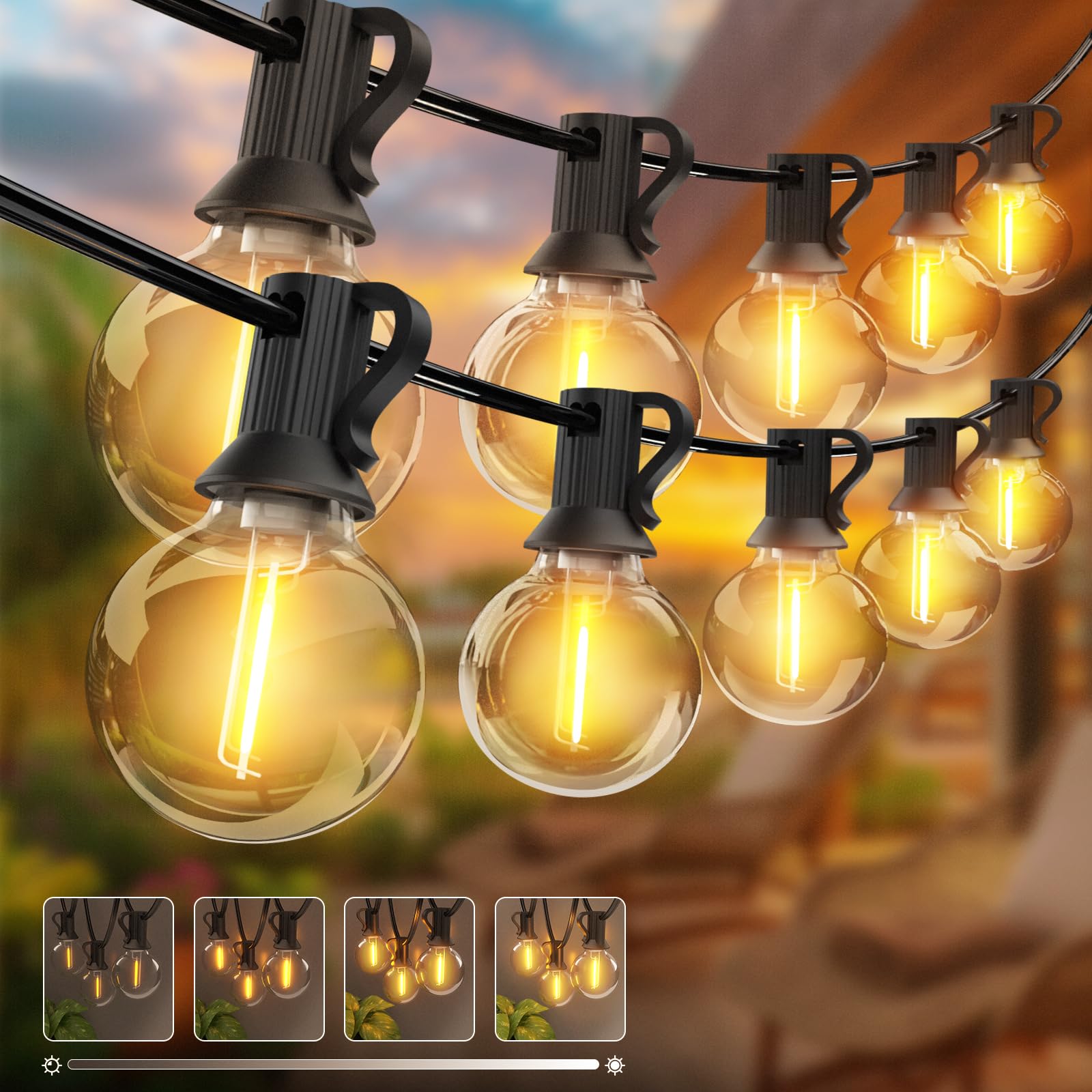 kolpop Catena Luminosa Esterno, [2 Pacchi] 23.1M/76FT Timer/Diminuzione Luci da Esterno Giardino G40 con 30+3 Lampadine di Ricambio, 2700K Luci da Esterno per Casa Giardino Festa Matrimonio Caffè
