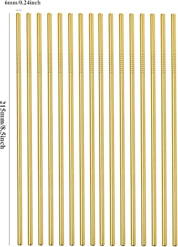 Miniatura 5 de Juego de 48 pajitas de metal de acero inoxidable de 8.5 pulgadas, reutilizables, para vasos de 20 onzas, Yeti de 0.236 in de diámetro (48 doblados)