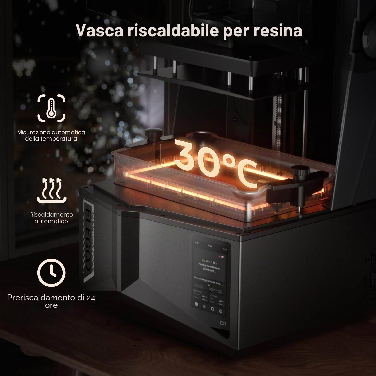 ELEGOO Saturn 4 Ultra 16K Stampante 3D Resina da 10", con Serbatoio della Resina Riscaldato, Stampa a 150 mm/h, Livellamento Automatico, Trasferimento Wi-Fi, 218,88 x 122,88 x 220 mm³