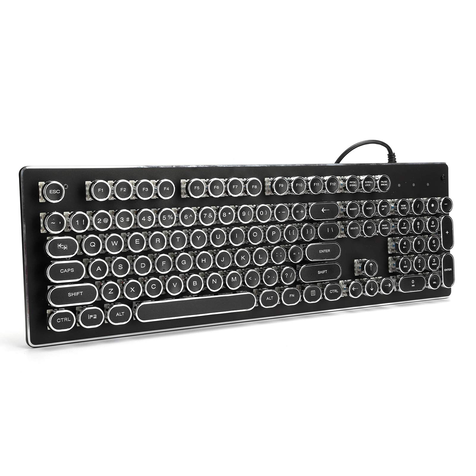 Tastiera da Gioco Tastiera Meccanica retrò Cablata Tasto a Luce Mista Fare su Interruttore Verde Tastiera a Luce Soffusa per Giochi Esports, Tastiera Wireless per PC (BLACK)