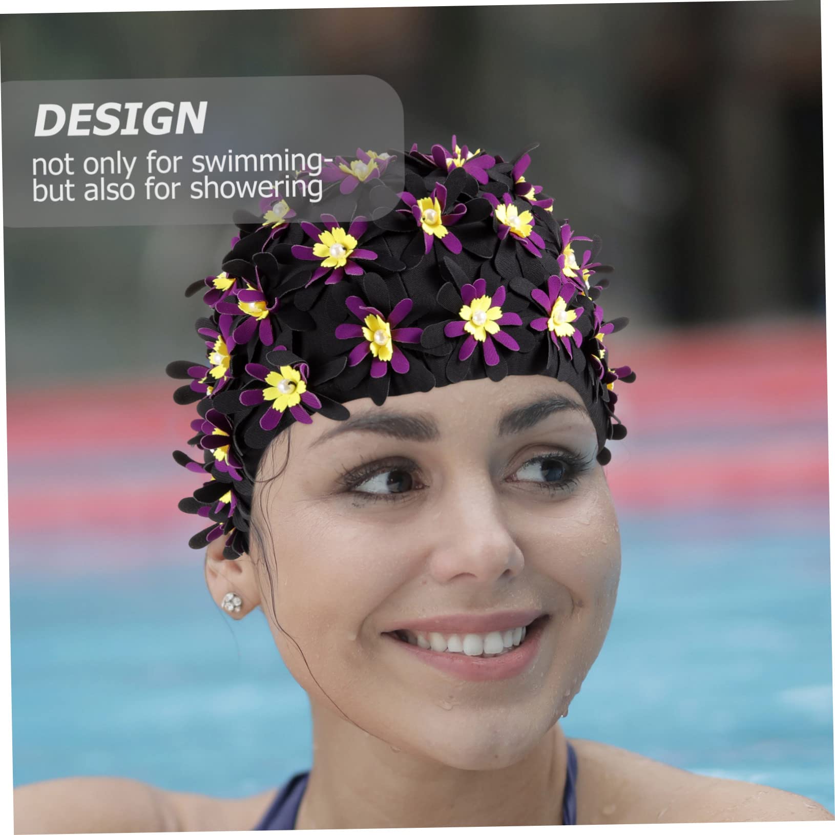Toddmomy Augmentez Le Chapeau de baignade des Fleurs Long Mesdames Bonnets de Bain pour Femmes nageant Chapeau de Bain Casquette pour Femme Grand Bonnet de Bain Polyester