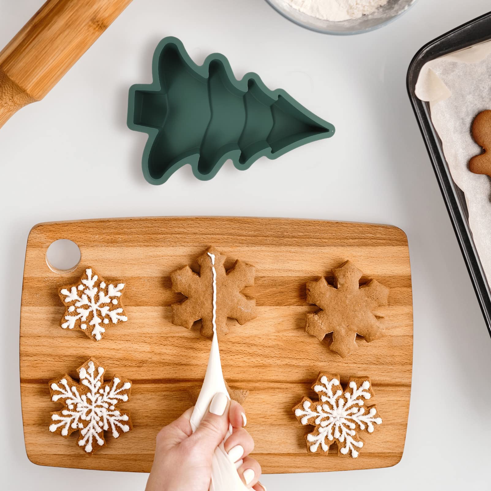 DOITOOL 5piezas Molde De Silicona Para Pastel Forma De Árbol De Navidad Resistente y Antiadherente Para Repostería y Celebraciones Apto Para Uso Doméstico y Profesional