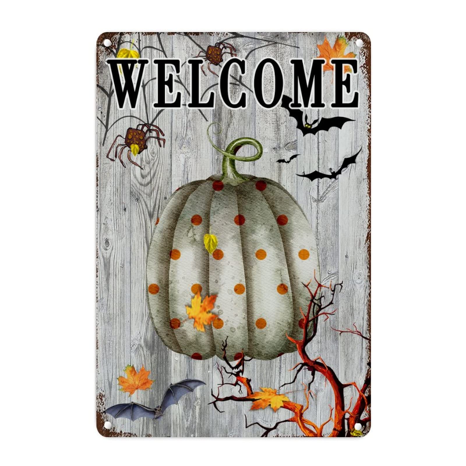 Plaque citrouille Halloween en métal : transformez facilement votre mur de buanderie