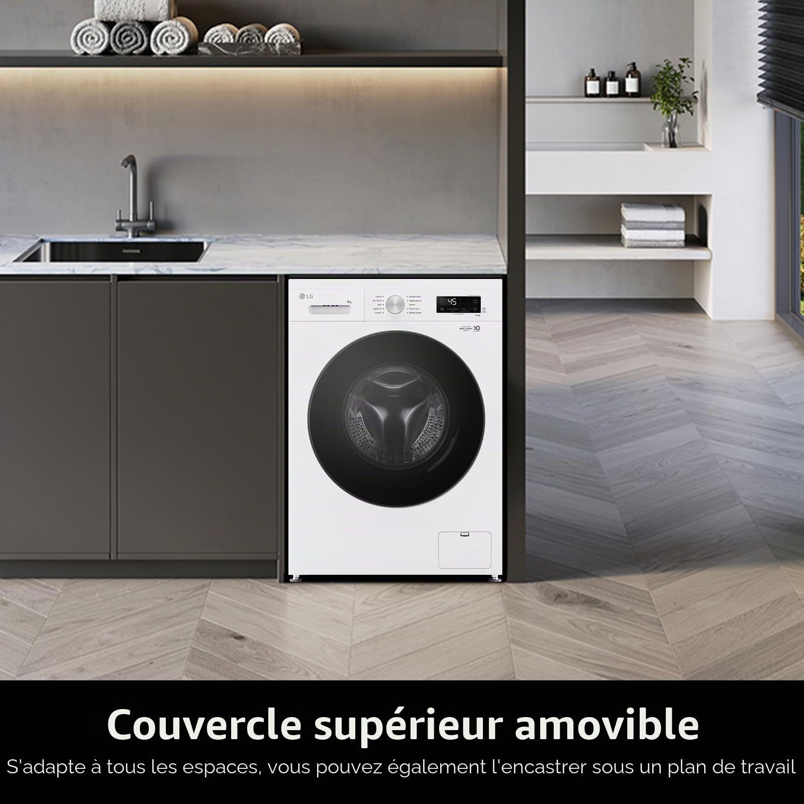 LG F4NX1009NWB Machine à Laver 9kg Chargeur Frontal Série X1, Classe A, 1400 Tours WiFi, 6 Motion Direct Drive, Lavage à vapeur, Allergy Care, Autonome, Essence White