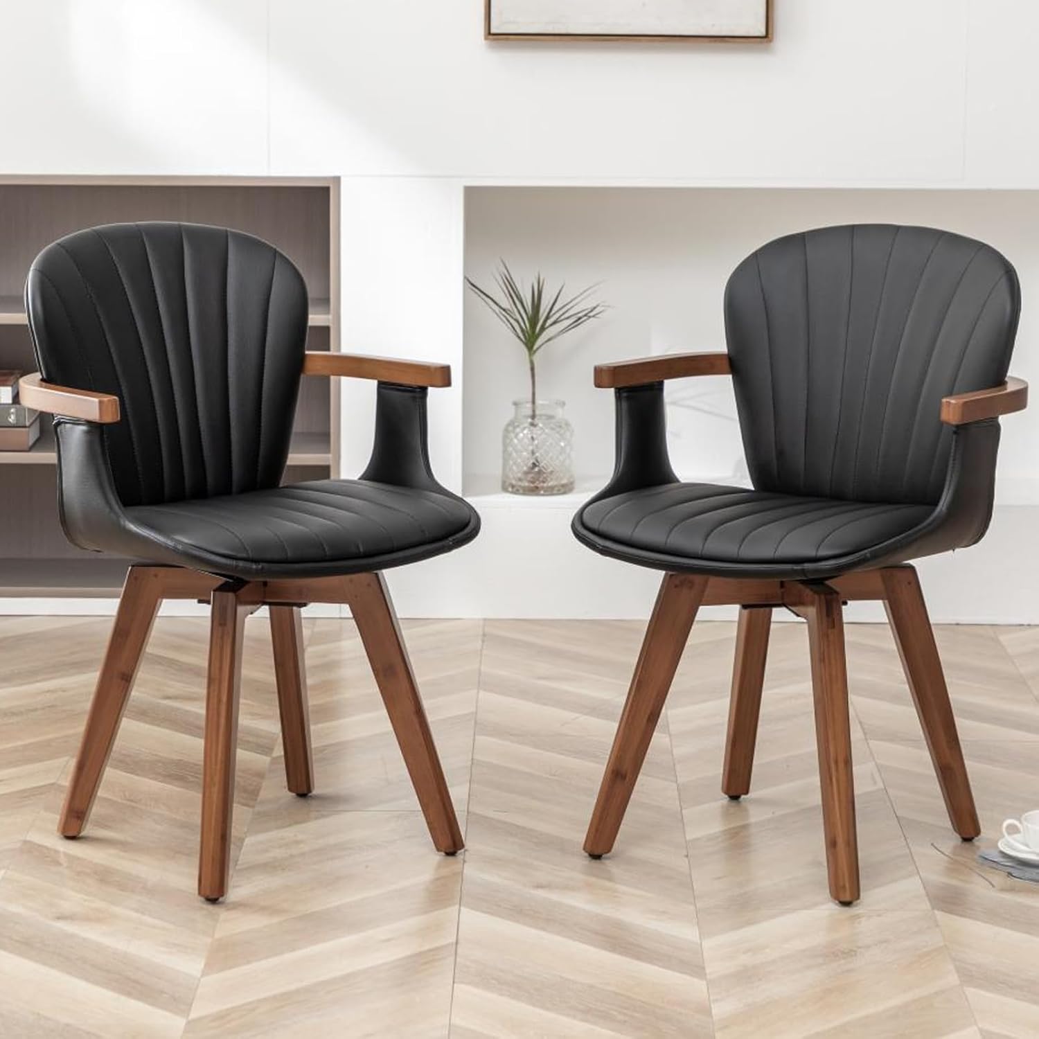 LUNLING Swivel Dining Chairs Set of 2, Mid Century Modern