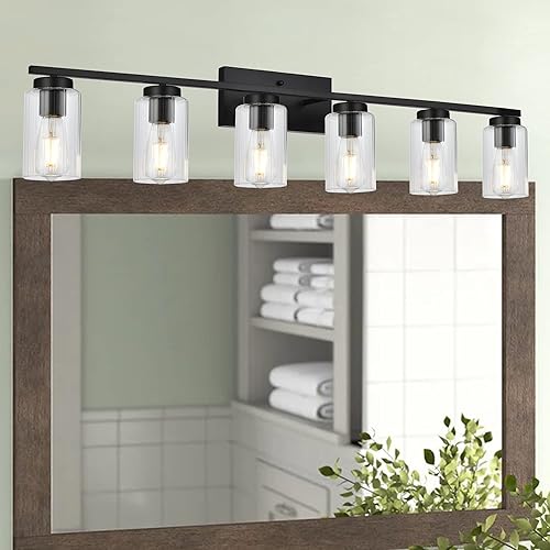 TULUCE Modern Chrome Wall Sconce 2-Light BathroomVanity Light Fixtures E26 Vanity Lighting withClear Ribbed Glass Shade Wall Lamp for Mirror,