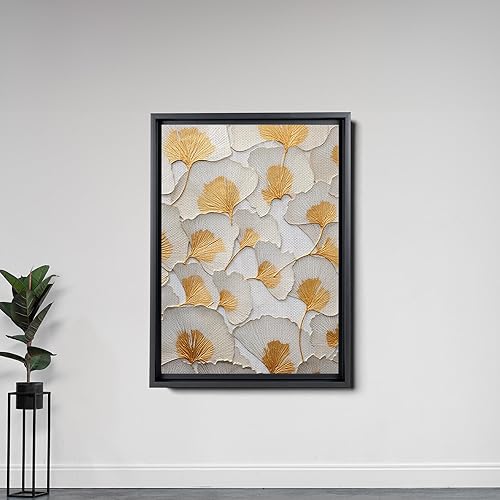 Miniatura 5 de Original Ginkgo biloba Print On Canvas, Modern Textured Gold Wall Art, Abstract Gold Leaves Print, Living room Wall Decor, Modern Art Print, Print