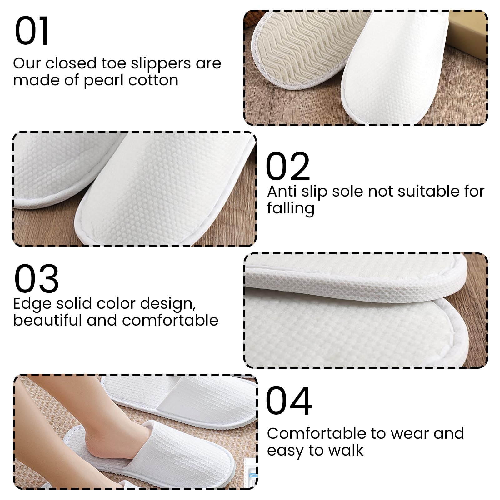 Set di 20 paia di pantofole in spugna bianca Per hotel, spa e ospiti Taglia universale 28x11 cm