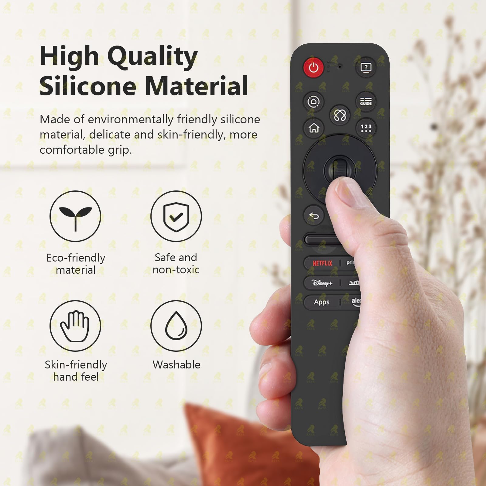 RAYA Silicone Remote Cover Compatible with 2025 LG AI TV QNED 8AA / 8CA Smart TV Remote Case with Lanyard (Black) — Amazon image 2