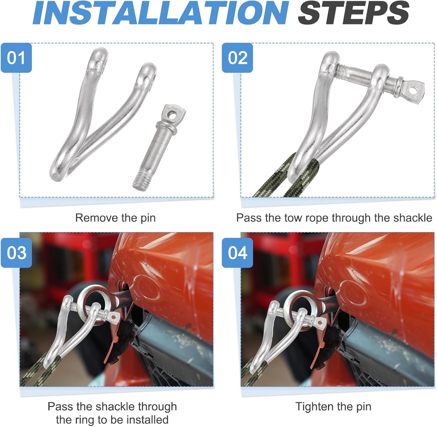 PATIKIL 316 Stainless Steel Twist Shackle 90 Degree 3/8" 10mm, Twisted Clevis with Screw Pin Marine Grade for Sailing Car Towing Outdoor Tents - Image 5