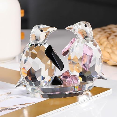 Miniatura 6 de Movdyka Figuras de pingüino de cristal, regalos para mujeres y hombres, lindas estatuas de pingüino, coleccionables, escultura de vidrio soplado de