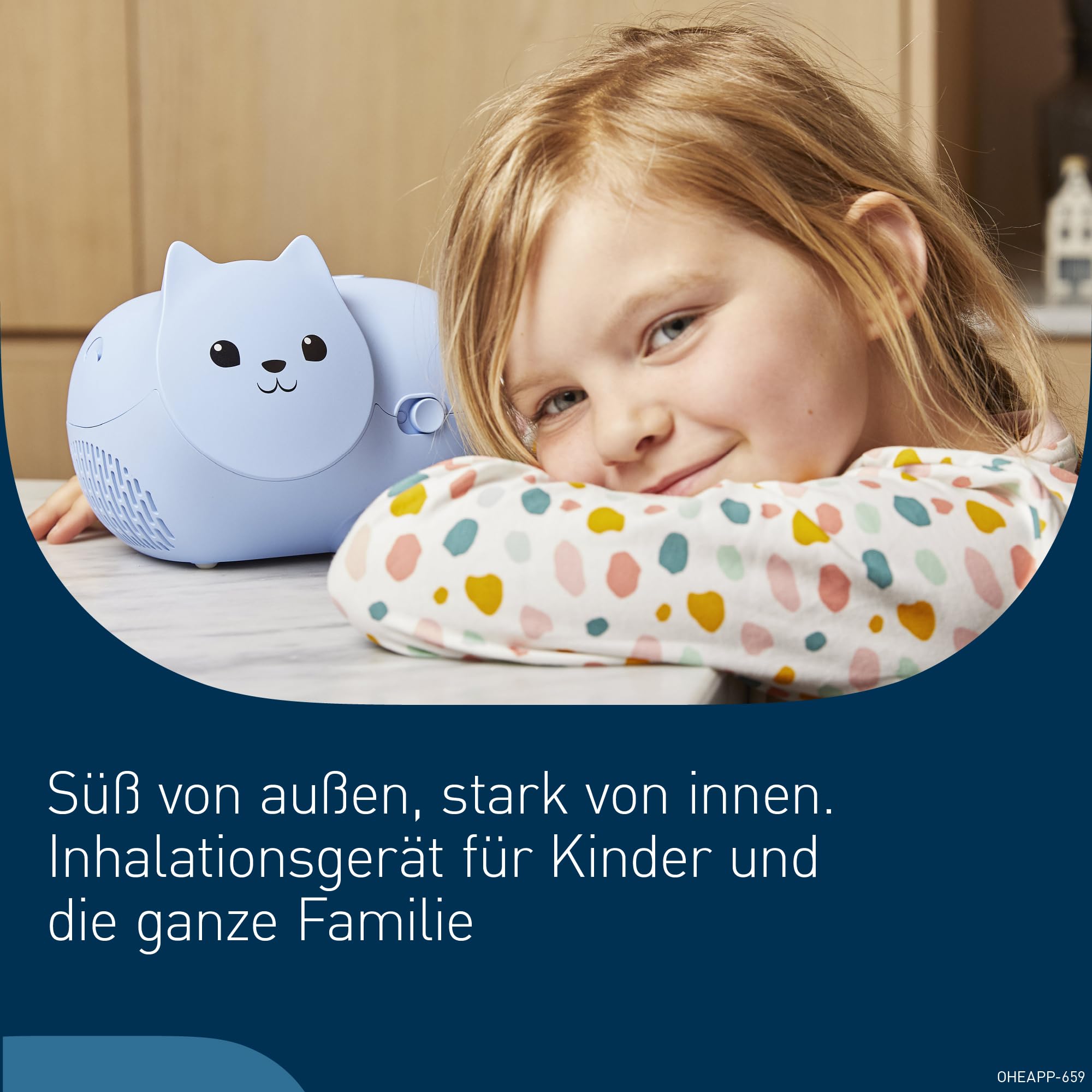 OMRON Nami Cat Inhalationsgerät – Inhalationsgerät kinder, leistungsstarker Kompressor für schnelle und effektive Behandlung von Atemwegserkrankungen bei Kindern