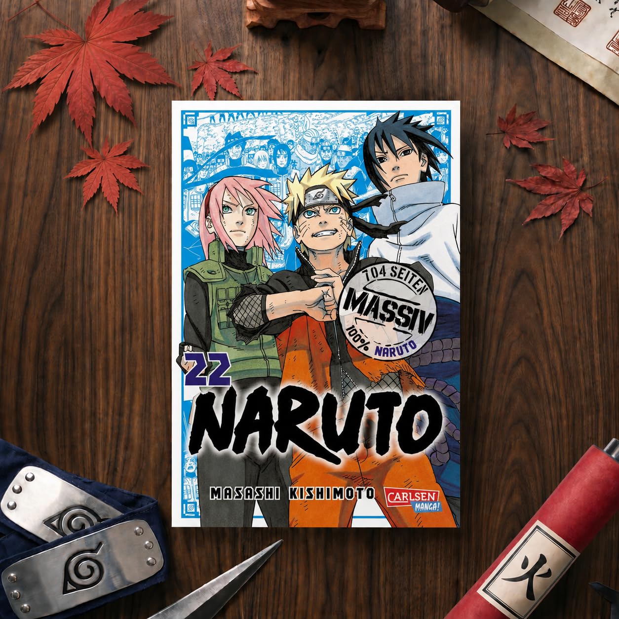 Masashi Kishimoto - Naruto Massiv Manga Set Band 21-24 - Originalserie auf Deutsch voller Ninja Action & Abenteuer Anime Bücher Bundle - Shonen Comic Sammelbandausgabe mit exklusivem Lesezeichen