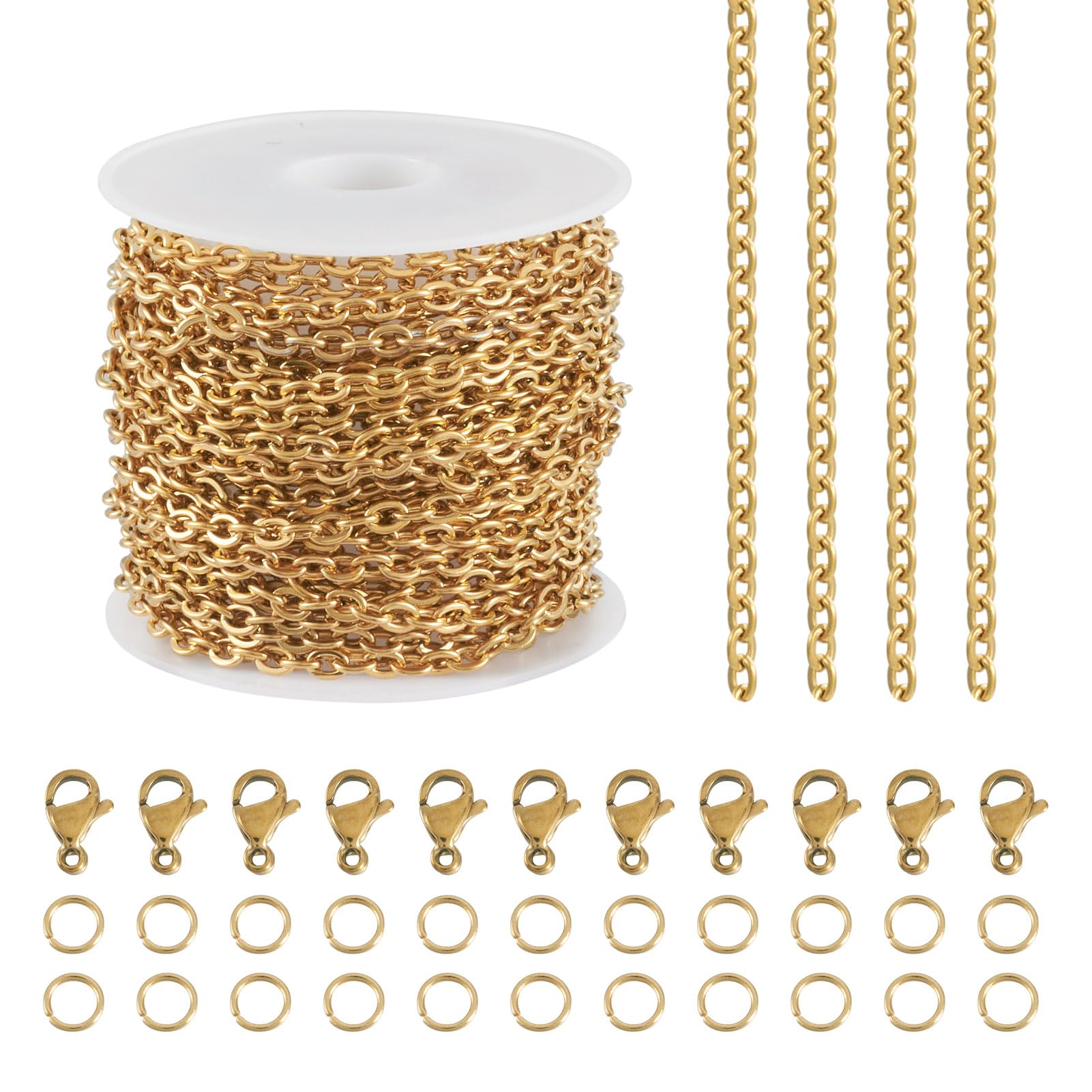 Chaîne en acier inoxydable dorée Sparkeads 5m de qualité pour bijoux durables