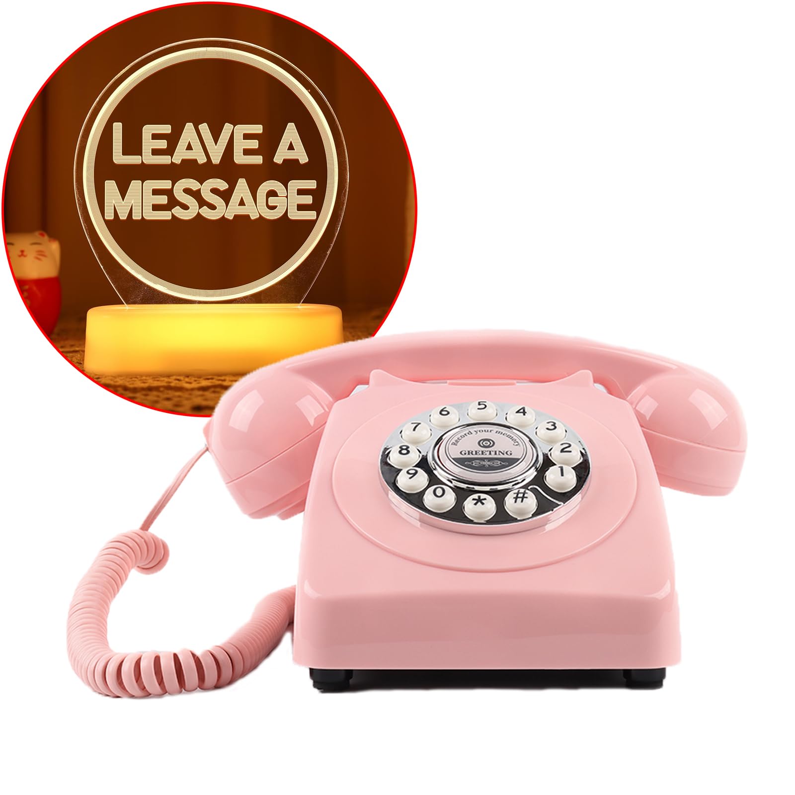 Księga Gości Telefon Ślubna Audio, Księga Gości Retro Klasyczne rzemiosło na Wierze, Rocznica Ślubu (Różowy)