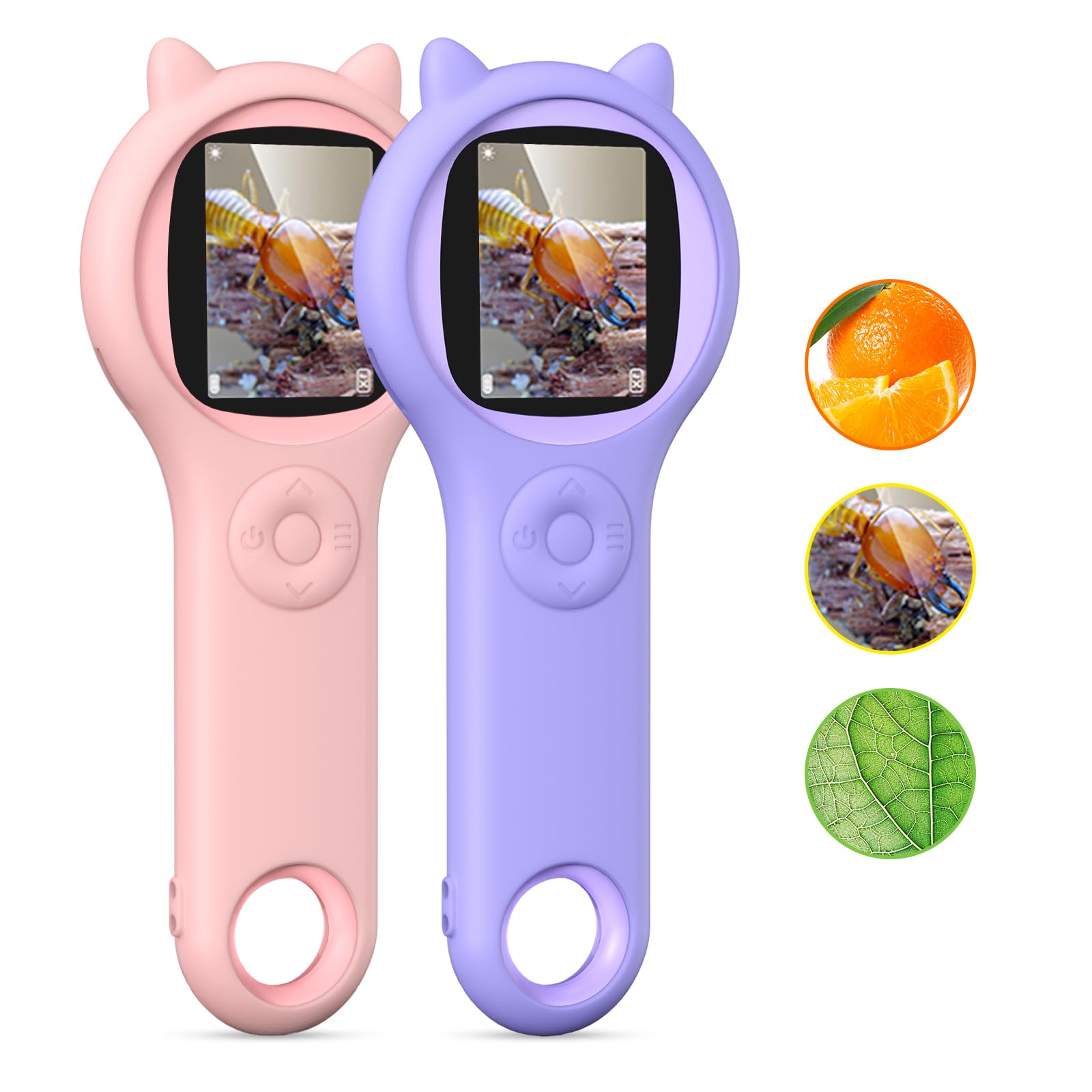 Pink and Purple Microscope for Kids-200X Portable Digital Mini Microscope- Your Little Scientist Miniscope - STEM Toy for Age 3 4 5 6 7 8 9 10 11 12 Years Old Toddlers.