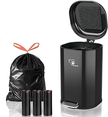 Basurero de excremento de perro en el exterior, contenedor de basura portátil de 18 litros4.76 galones con tapa y control de olores interior