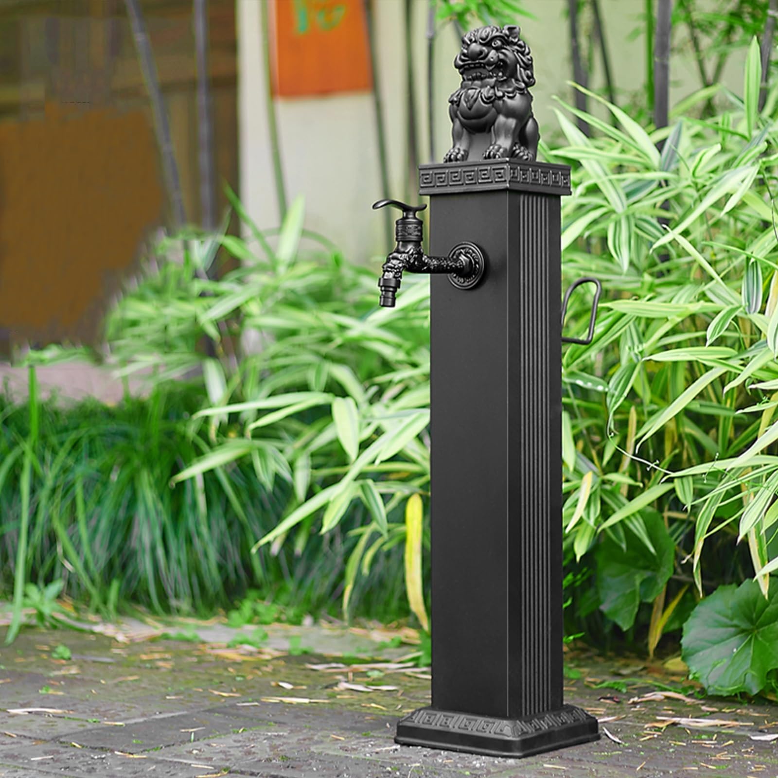 Grifo de exterior para jardines, patios y terrazas, diseño sin heladas con soporte de manguera integrado, ideal para características de agua y decoración de jardín