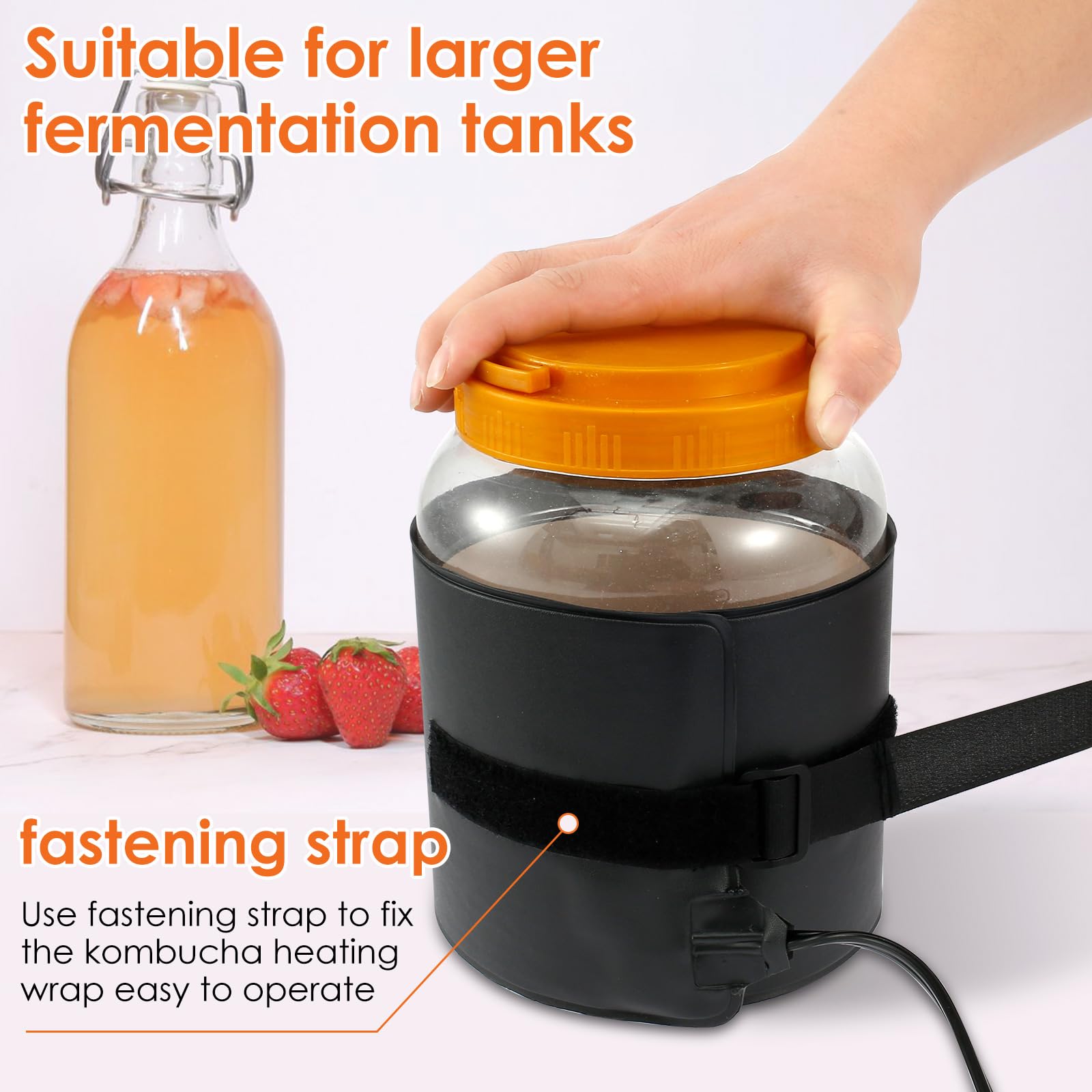 Kombucha Heating Wrap, Kombucha Jar Heat Wrap with Digital Temperature Control Even Heating Fermentation Heating Pad Waterproof Fermentation Heater Wrap Fits Most Fermenter Vessels 1 to 3 Gallons