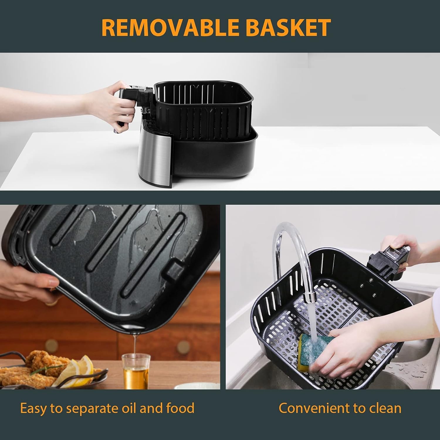 Uten 5.8 Quart Air Fryer, 1700W Hot Oven Oilless Cooker,Non-Stick Fry Basket, Manual Air Fryer with Timer Knob and Temperature Knob, Black 71yR6Do0LmL. AC SL1500