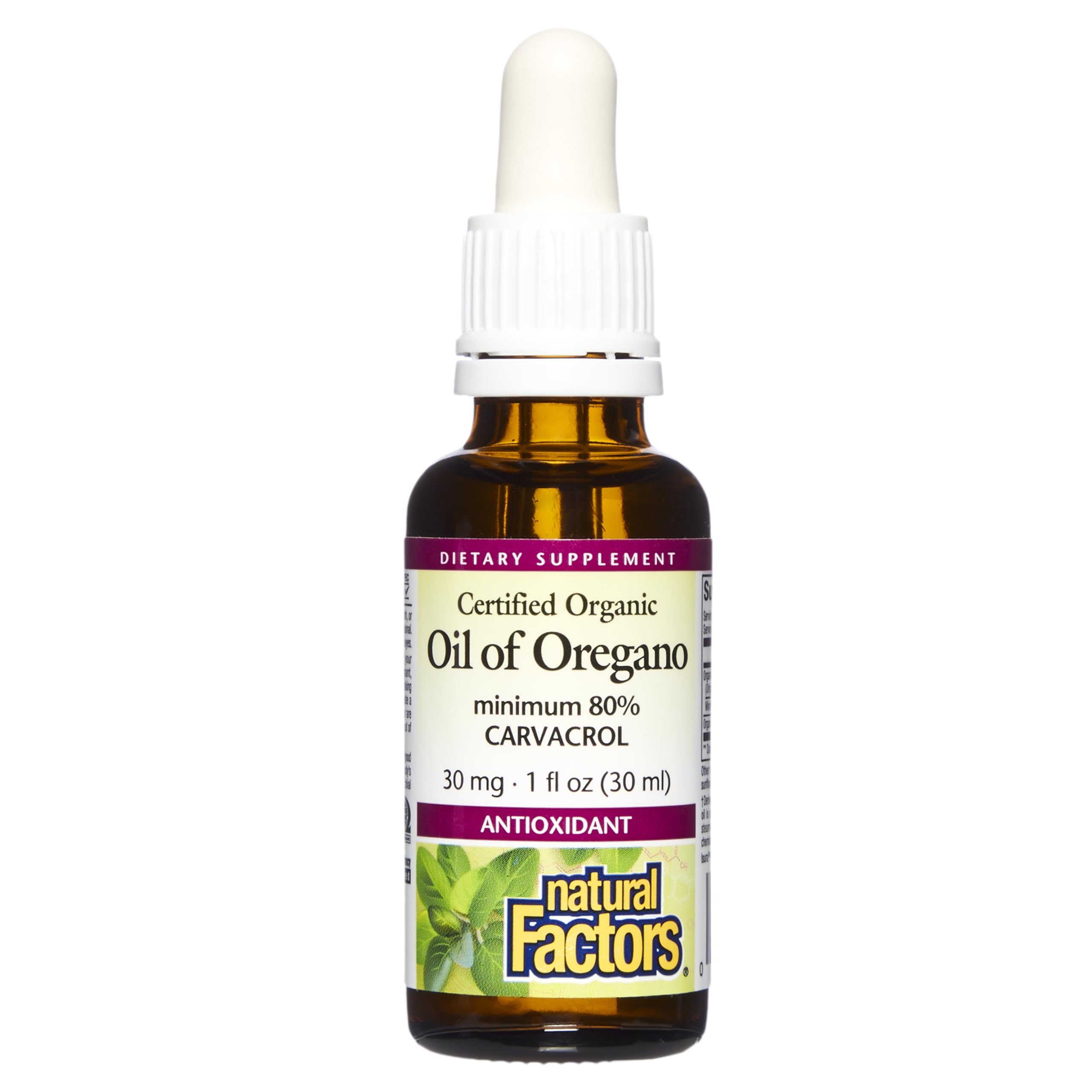 Natural FactorsCertified Organic Oil of Oregano, Herbal Supplement for Immune Support, Vegan, Non-GMO, 1 Fl Oz