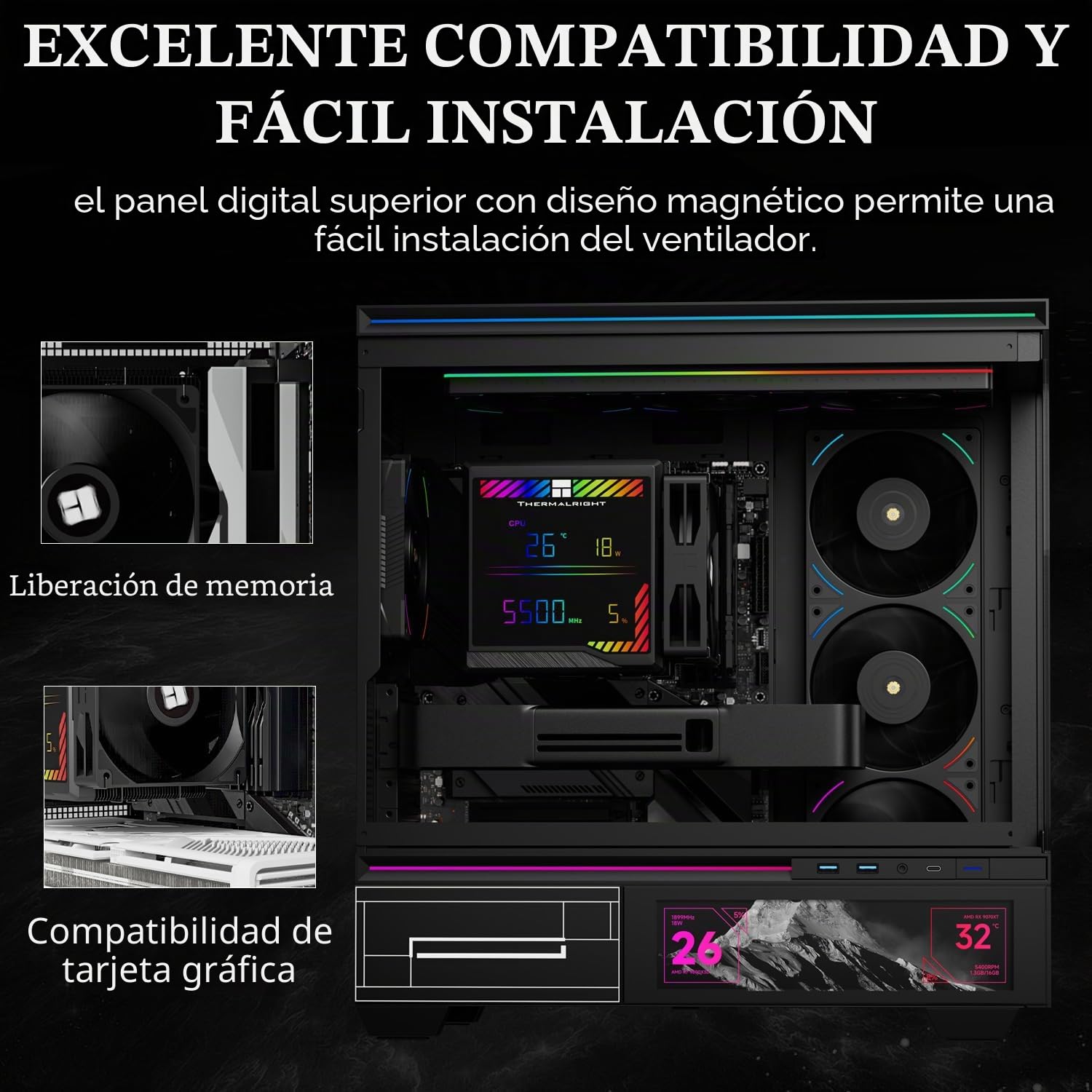 Thermalright Peerless Assassin 140 - Refrigerador de aire digital para CPU AM4/AM5, Intel LGA1700/1851/1150/2011/1200, color negro